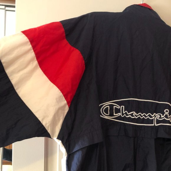 Champion Blue Red 1996 Atlanta Olympics USA Athletic Zip Windbreaker Jacket L - Picture 11 of 14